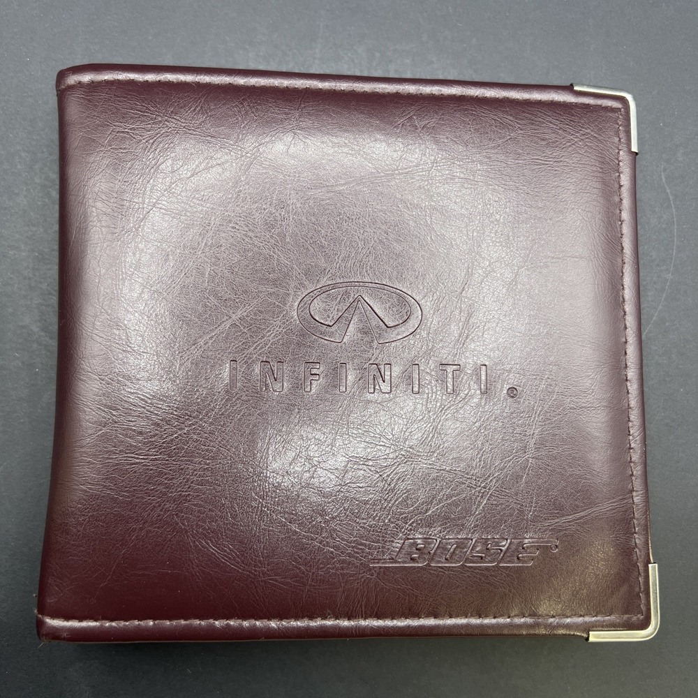 OEM Infiniti Bose Car Zipper Brown Leather 12 CD Disc Hard Case Holder